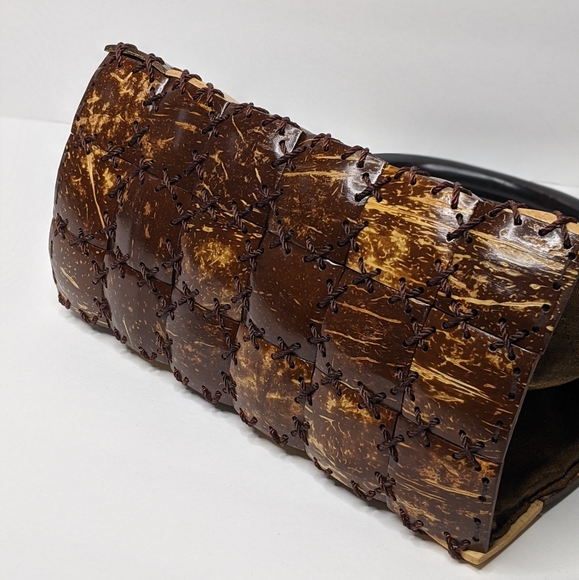 Coconut Shell Purse Wooden Handles - Picture 11 of 15
